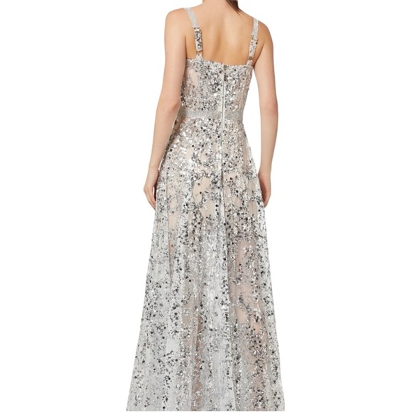 Bronx and Banco Midnight Maxi Gown Sequined Silver White Wedding Formal Size XS - Picture 3 of 13